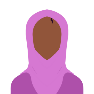 An illustration depicting the silhouette of a Black Muslim woman in portrait form.